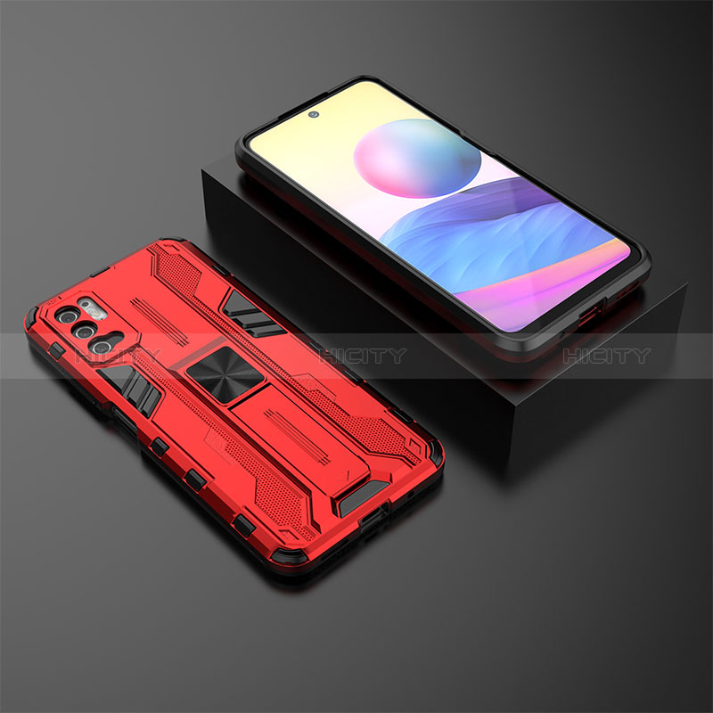 Funda Bumper Silicona y Plastico Mate Carcasa con Magnetico Soporte KC2 para Xiaomi POCO M3 Pro 5G