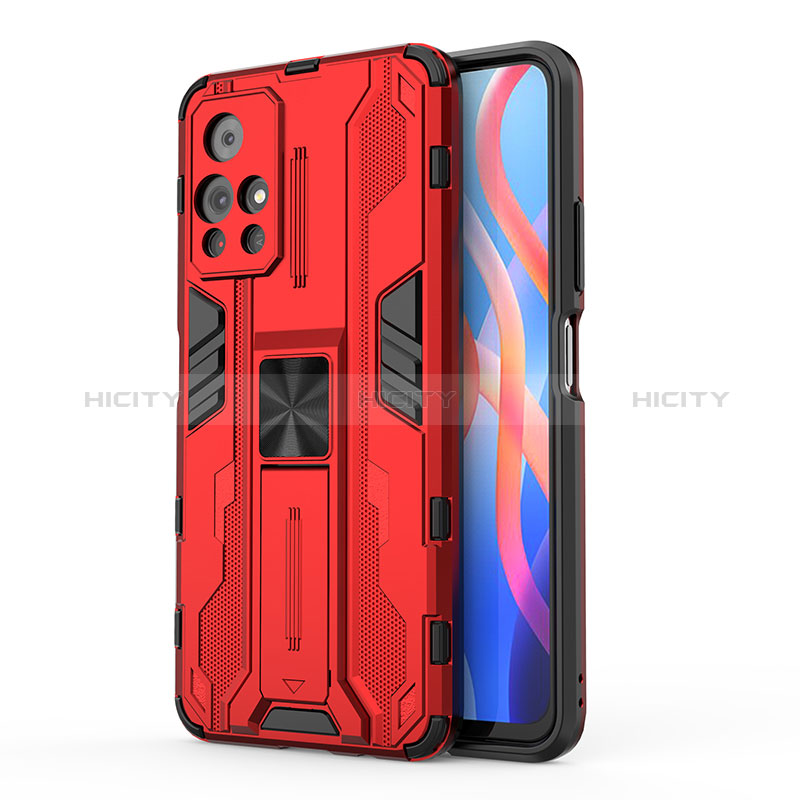 Funda Bumper Silicona y Plastico Mate Carcasa con Magnetico Soporte KC2 para Xiaomi Poco M4 Pro 5G