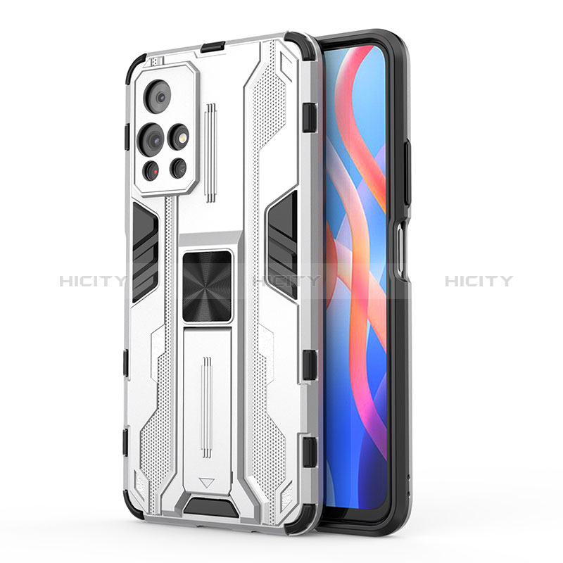 Funda Bumper Silicona y Plastico Mate Carcasa con Magnetico Soporte KC2 para Xiaomi Poco M4 Pro 5G