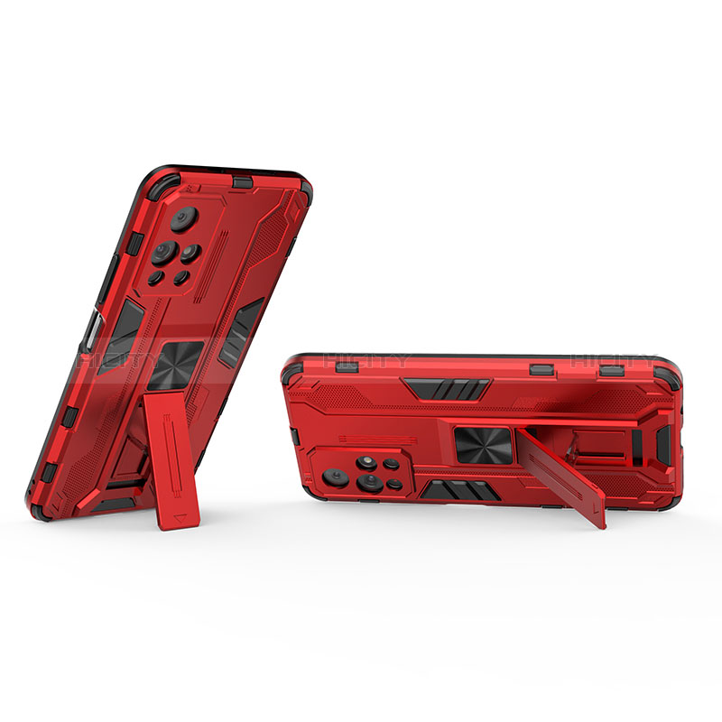 Funda Bumper Silicona y Plastico Mate Carcasa con Magnetico Soporte KC2 para Xiaomi Poco M4 Pro 5G