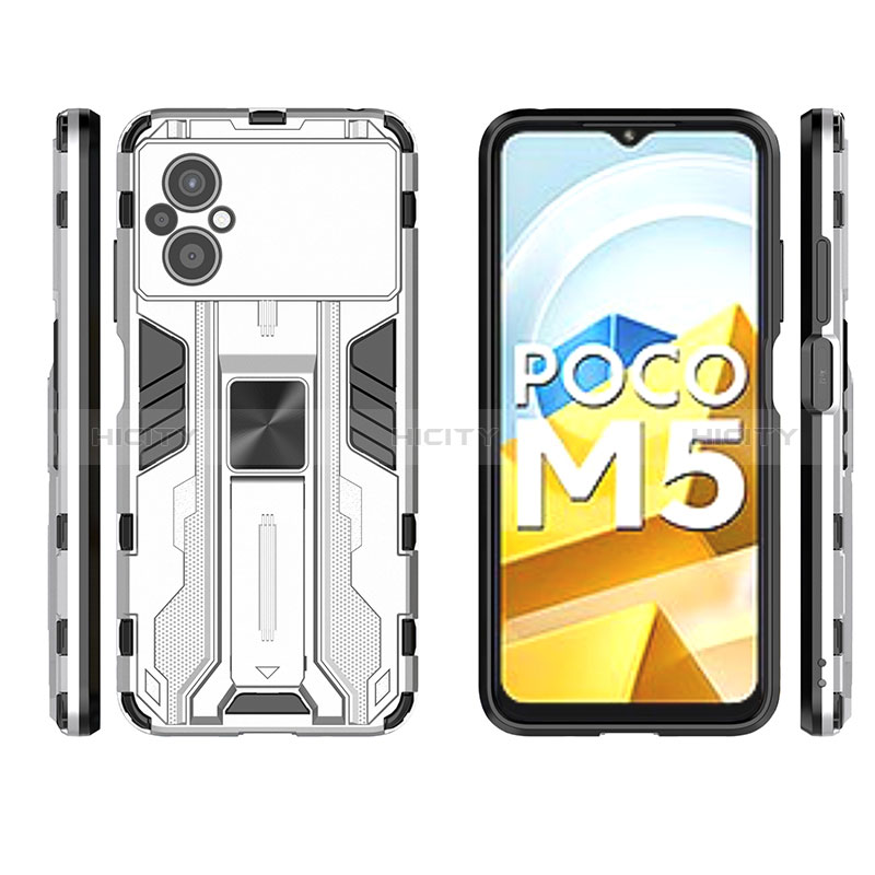 Funda Bumper Silicona y Plastico Mate Carcasa con Magnetico Soporte KC2 para Xiaomi Poco M5 4G