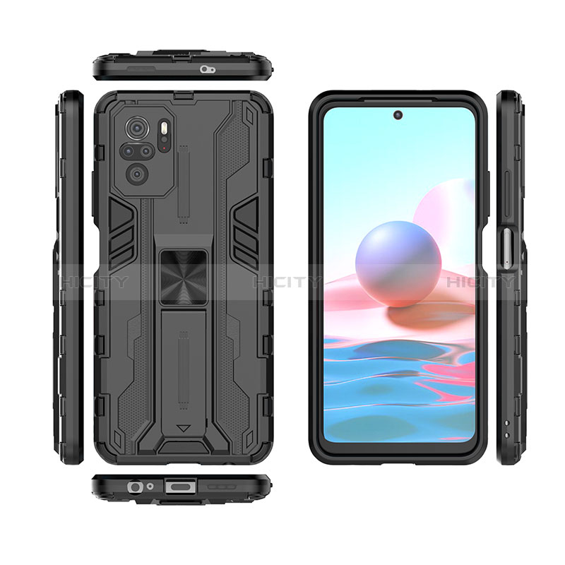 Funda Bumper Silicona y Plastico Mate Carcasa con Magnetico Soporte KC2 para Xiaomi Poco M5S