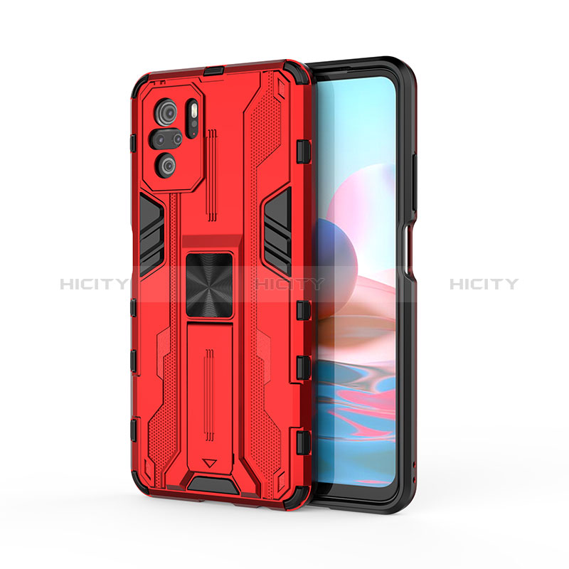 Funda Bumper Silicona y Plastico Mate Carcasa con Magnetico Soporte KC2 para Xiaomi Poco M5S