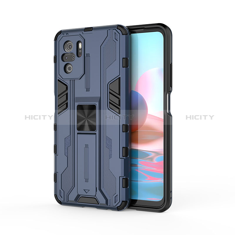 Funda Bumper Silicona y Plastico Mate Carcasa con Magnetico Soporte KC2 para Xiaomi Poco M5S