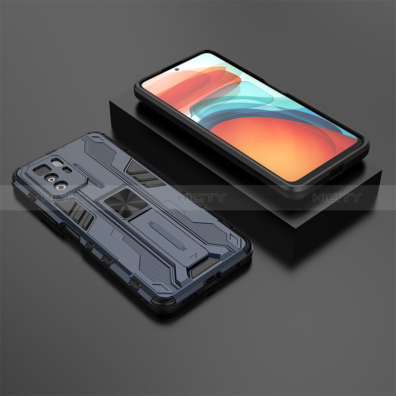 Funda Bumper Silicona y Plastico Mate Carcasa con Magnetico Soporte KC2 para Xiaomi Poco X3 GT 5G