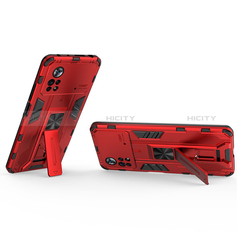 Funda Bumper Silicona y Plastico Mate Carcasa con Magnetico Soporte KC2 para Xiaomi Poco X4 Pro 5G