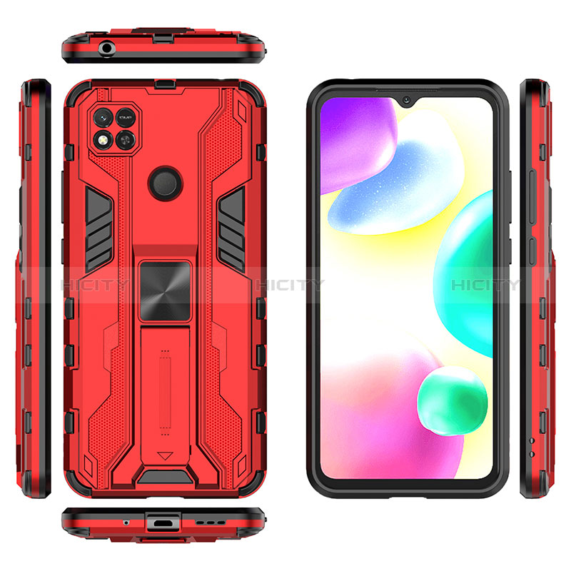 Funda Bumper Silicona y Plastico Mate Carcasa con Magnetico Soporte KC2 para Xiaomi Redmi 10A 4G