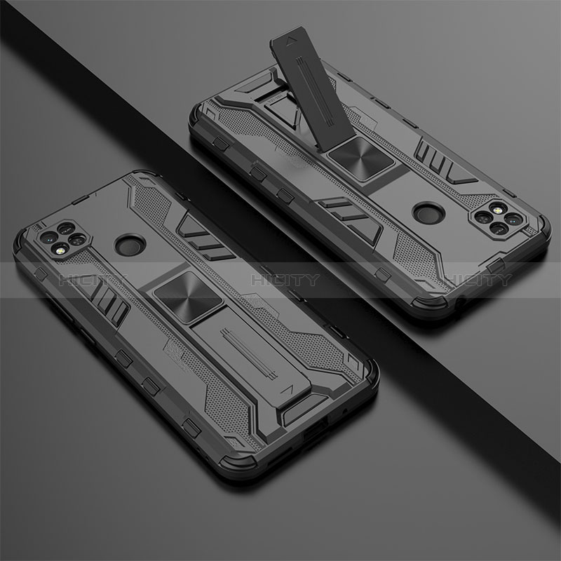 Funda Bumper Silicona y Plastico Mate Carcasa con Magnetico Soporte KC2 para Xiaomi Redmi 10A 4G