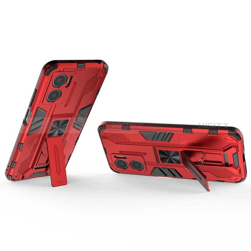 Funda Bumper Silicona y Plastico Mate Carcasa con Magnetico Soporte KC2 para Xiaomi Redmi 11 Prime 5G