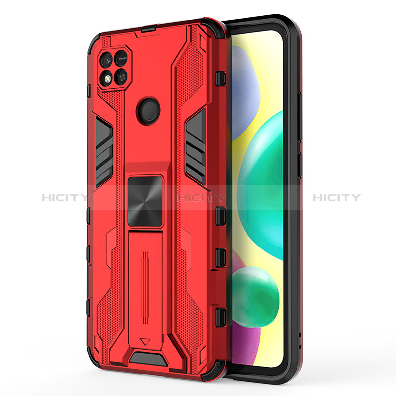 Funda Bumper Silicona y Plastico Mate Carcasa con Magnetico Soporte KC2 para Xiaomi Redmi 9 Activ