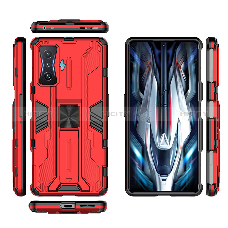 Funda Bumper Silicona y Plastico Mate Carcasa con Magnetico Soporte KC2 para Xiaomi Redmi K50 Gaming 5G