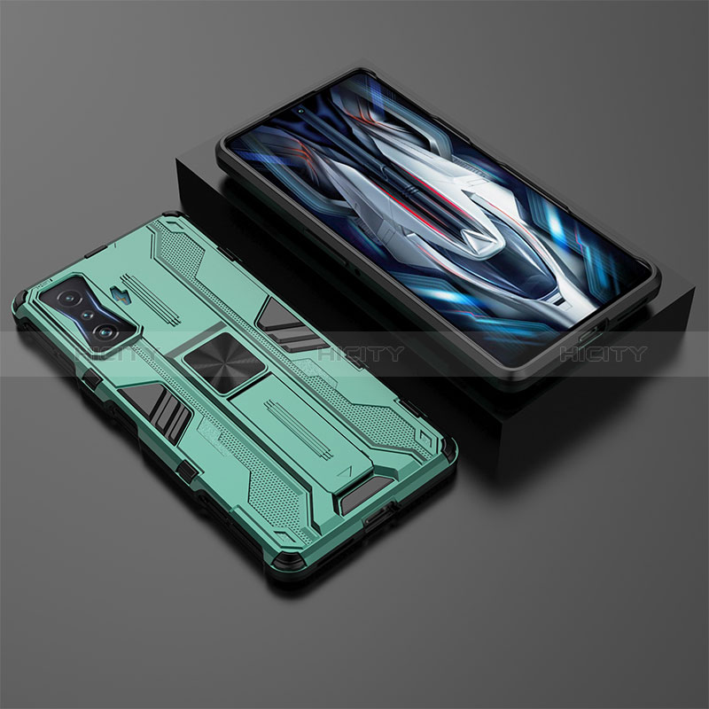 Funda Bumper Silicona y Plastico Mate Carcasa con Magnetico Soporte KC2 para Xiaomi Redmi K50 Gaming 5G