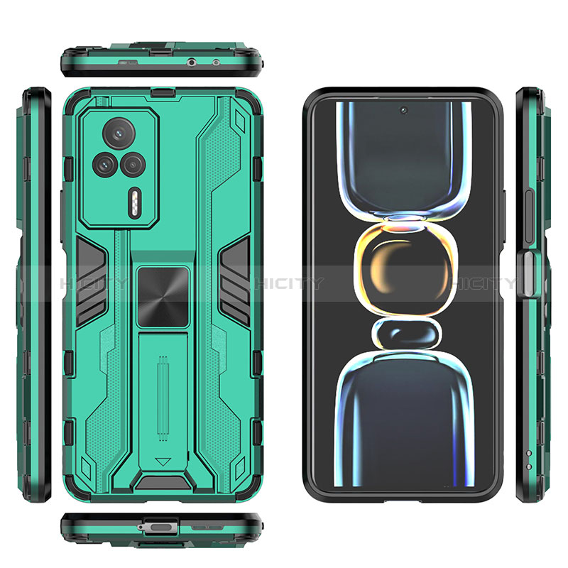 Funda Bumper Silicona y Plastico Mate Carcasa con Magnetico Soporte KC2 para Xiaomi Redmi K60E 5G