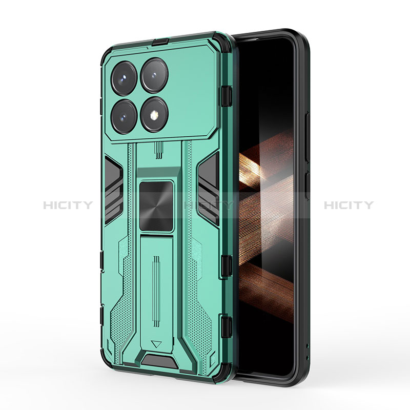 Funda Bumper Silicona y Plastico Mate Carcasa con Magnetico Soporte KC2 para Xiaomi Redmi K70 Pro 5G Verde