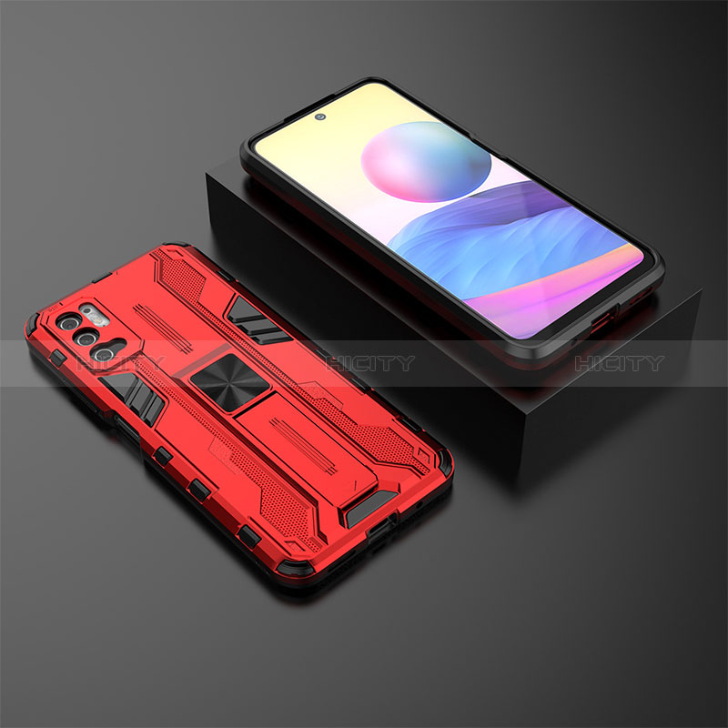 Funda Bumper Silicona y Plastico Mate Carcasa con Magnetico Soporte KC2 para Xiaomi Redmi Note 10 5G
