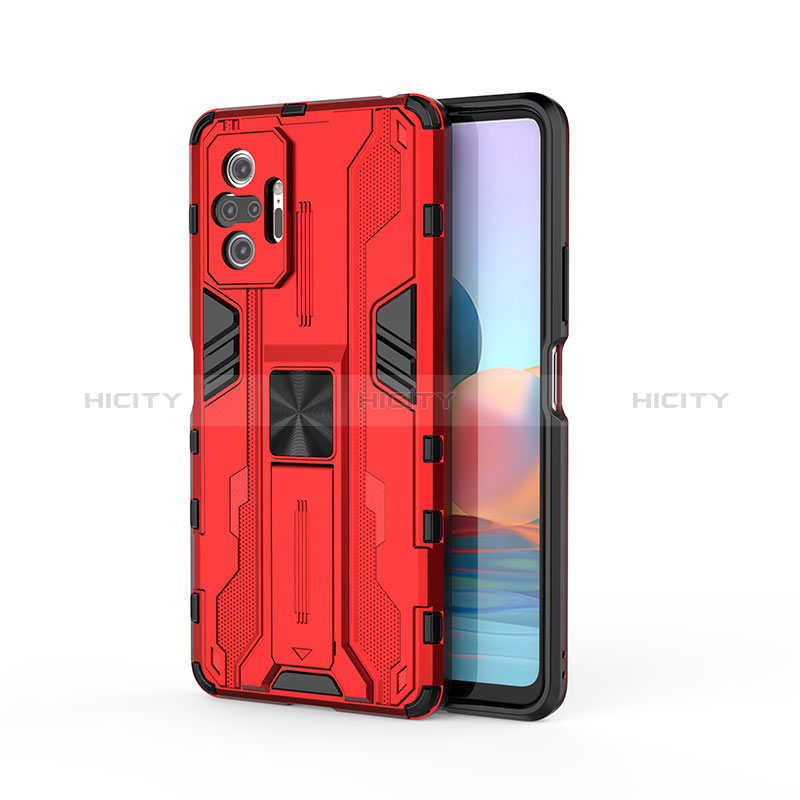 Funda Bumper Silicona y Plastico Mate Carcasa con Magnetico Soporte KC2 para Xiaomi Redmi Note 10 Pro 4G