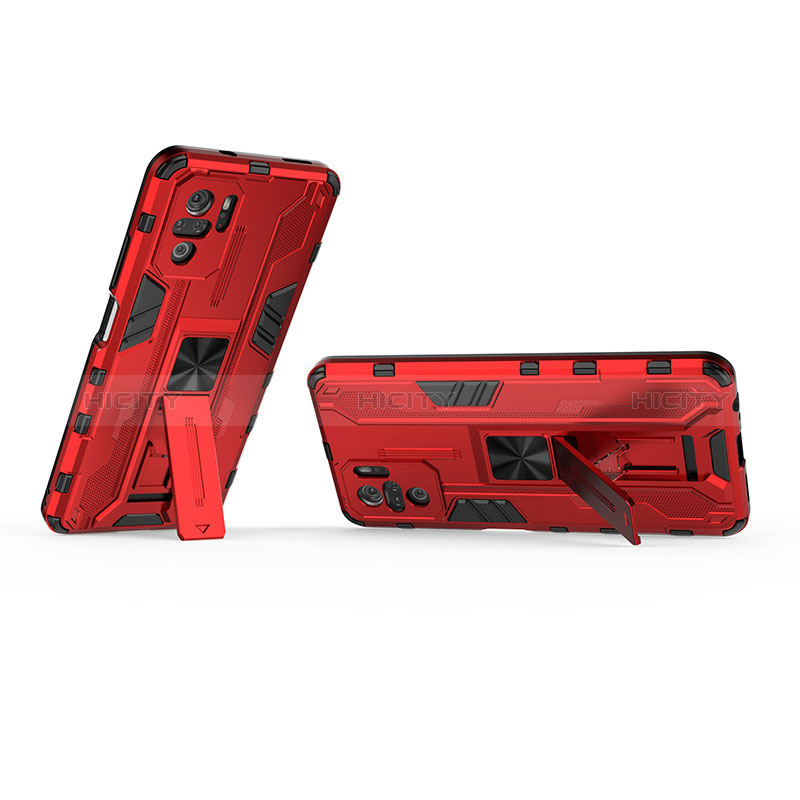 Funda Bumper Silicona y Plastico Mate Carcasa con Magnetico Soporte KC2 para Xiaomi Redmi Note 10S 4G