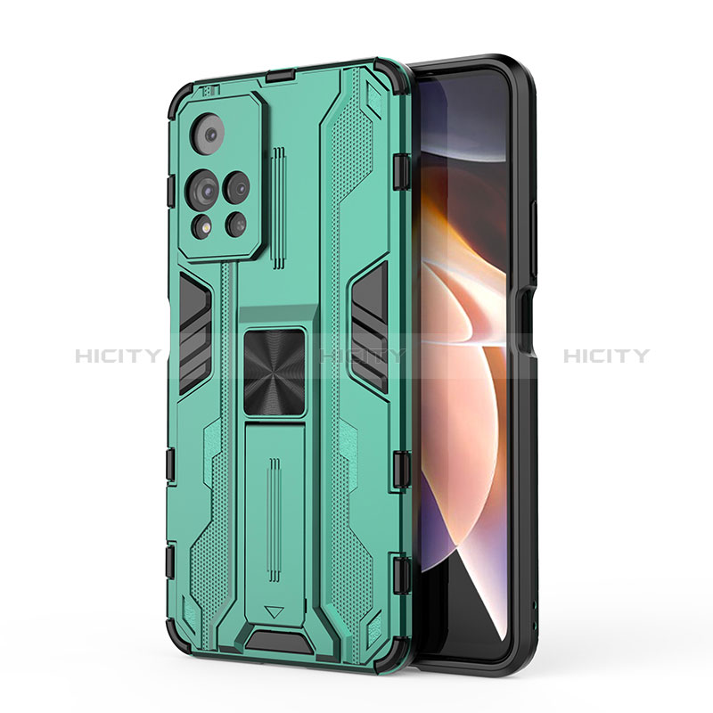 Funda Bumper Silicona y Plastico Mate Carcasa con Magnetico Soporte KC2 para Xiaomi Redmi Note 11 Pro+ Plus 5G