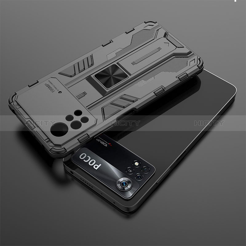 Funda Bumper Silicona y Plastico Mate Carcasa con Magnetico Soporte KC2 para Xiaomi Redmi Note 11E Pro 5G