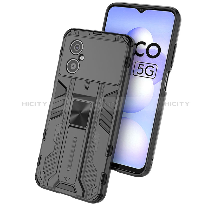 Funda Bumper Silicona y Plastico Mate Carcasa con Magnetico Soporte KC2 para Xiaomi Redmi Note 11R 5G