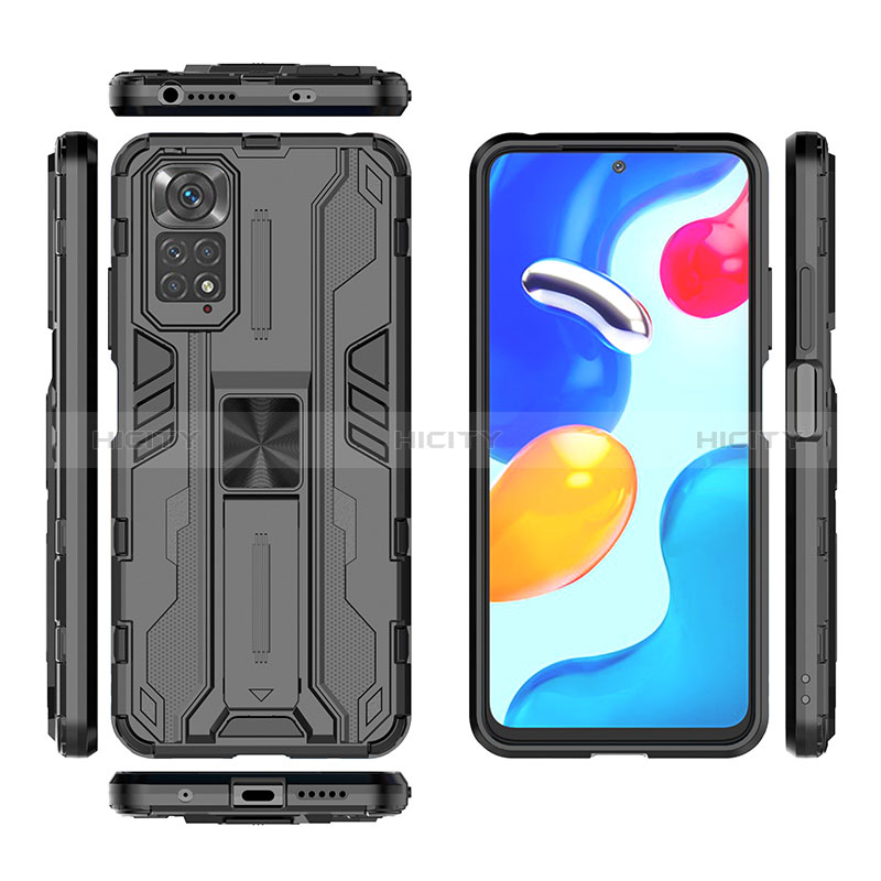 Funda Bumper Silicona y Plastico Mate Carcasa con Magnetico Soporte KC2 para Xiaomi Redmi Note 11S 4G