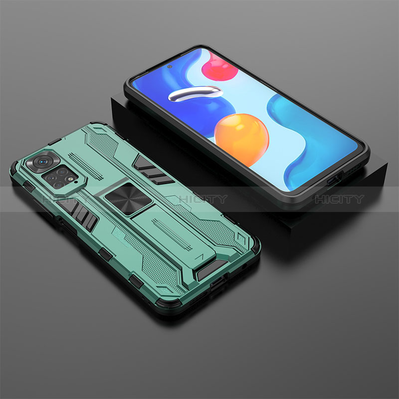 Funda Bumper Silicona y Plastico Mate Carcasa con Magnetico Soporte KC2 para Xiaomi Redmi Note 11S 4G