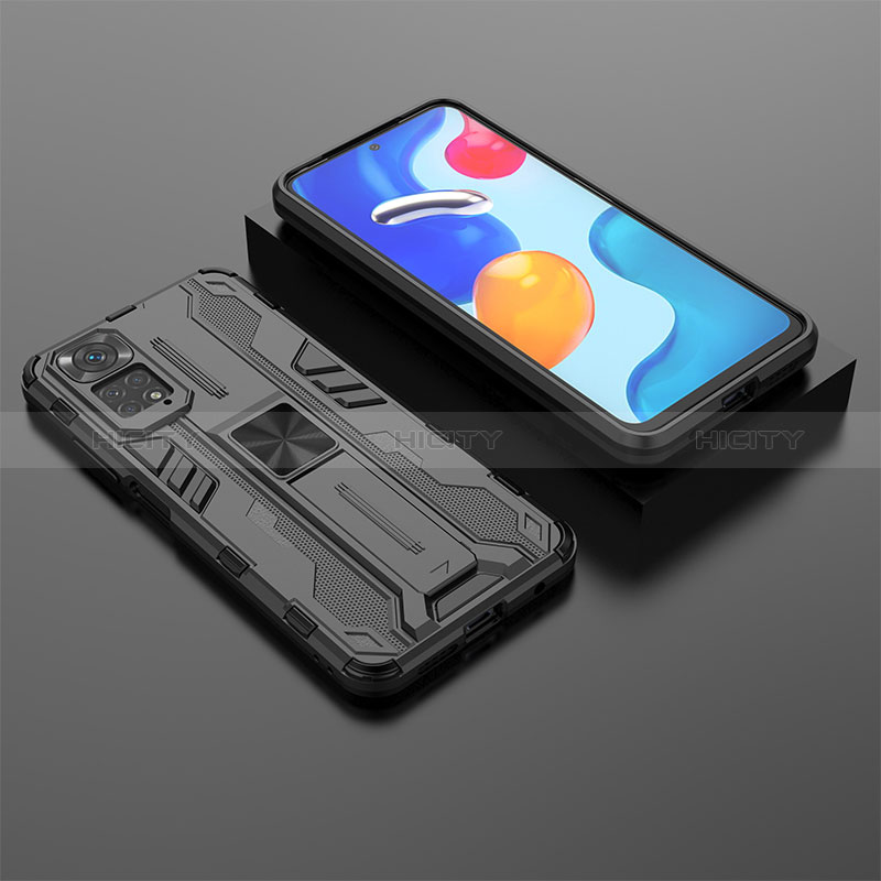 Funda Bumper Silicona y Plastico Mate Carcasa con Magnetico Soporte KC2 para Xiaomi Redmi Note 11S 4G