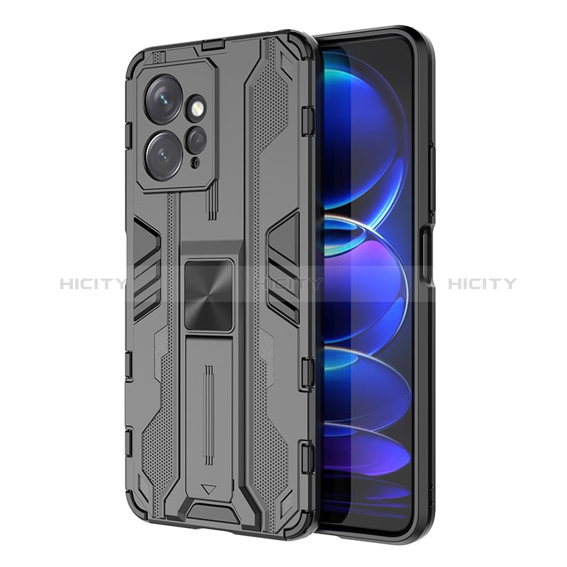 Funda Bumper Silicona y Plastico Mate Carcasa con Magnetico Soporte KC2 para Xiaomi Redmi Note 12 4G