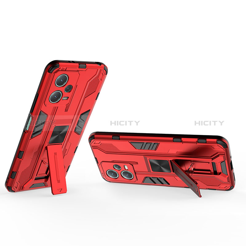 Funda Bumper Silicona y Plastico Mate Carcasa con Magnetico Soporte KC2 para Xiaomi Redmi Note 12 5G