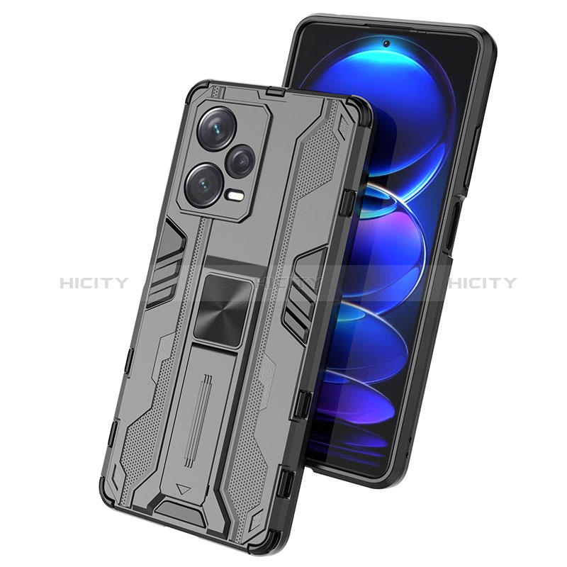 Funda Bumper Silicona y Plastico Mate Carcasa con Magnetico Soporte KC2 para Xiaomi Redmi Note 12 Explorer