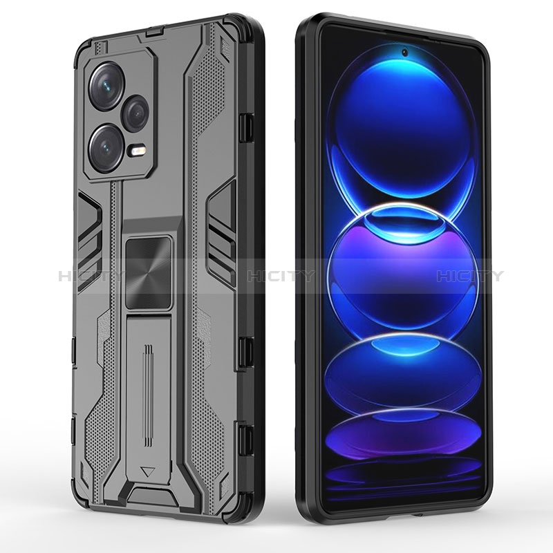 Funda Bumper Silicona y Plastico Mate Carcasa con Magnetico Soporte KC2 para Xiaomi Redmi Note 12 Explorer