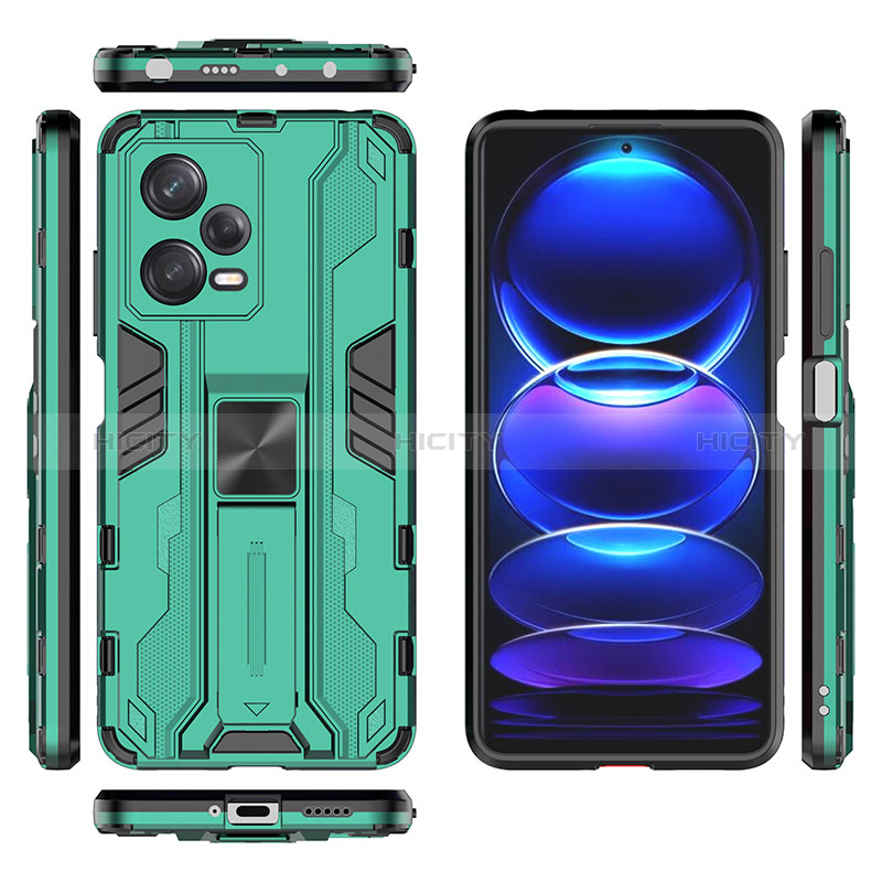 Funda Bumper Silicona y Plastico Mate Carcasa con Magnetico Soporte KC2 para Xiaomi Redmi Note 12 Pro 5G