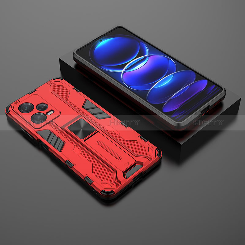 Funda Bumper Silicona y Plastico Mate Carcasa con Magnetico Soporte KC2 para Xiaomi Redmi Note 12 Pro 5G