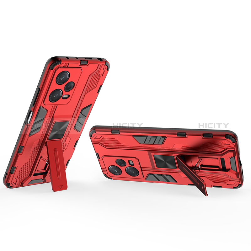 Funda Bumper Silicona y Plastico Mate Carcasa con Magnetico Soporte KC2 para Xiaomi Redmi Note 12 Pro 5G