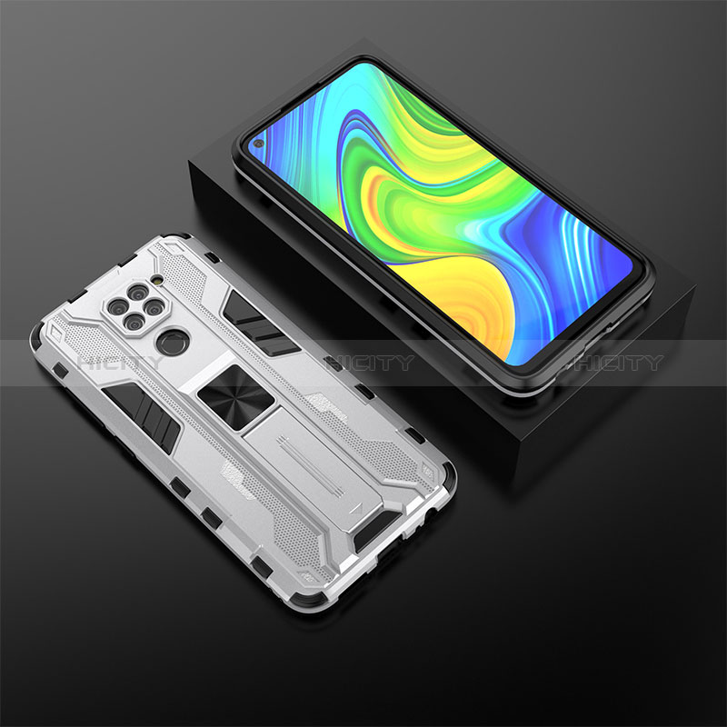 Funda Bumper Silicona y Plastico Mate Carcasa con Magnetico Soporte KC2 para Xiaomi Redmi Note 9