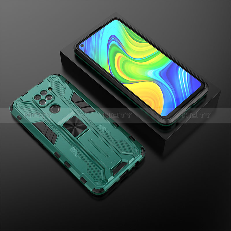 Funda Bumper Silicona y Plastico Mate Carcasa con Magnetico Soporte KC2 para Xiaomi Redmi Note 9