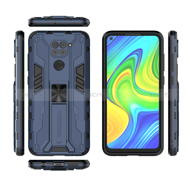 Funda Bumper Silicona y Plastico Mate Carcasa con Magnetico Soporte KC2 para Xiaomi Redmi Note 9