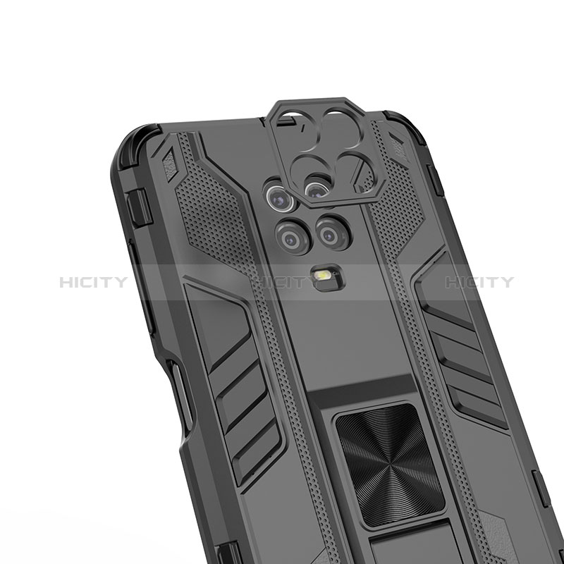 Funda Bumper Silicona y Plastico Mate Carcasa con Magnetico Soporte KC2 para Xiaomi Redmi Note 9 Pro Max