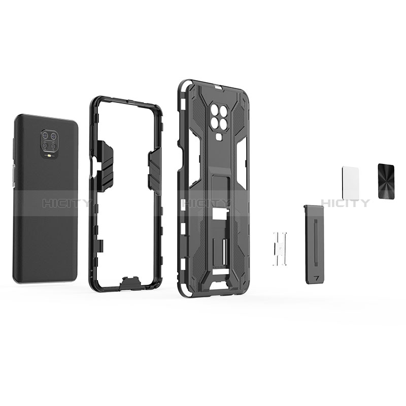 Funda Bumper Silicona y Plastico Mate Carcasa con Magnetico Soporte KC2 para Xiaomi Redmi Note 9 Pro Max