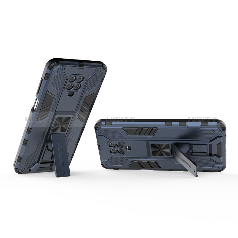 Funda Bumper Silicona y Plastico Mate Carcasa con Magnetico Soporte KC2 para Xiaomi Redmi Note 9S