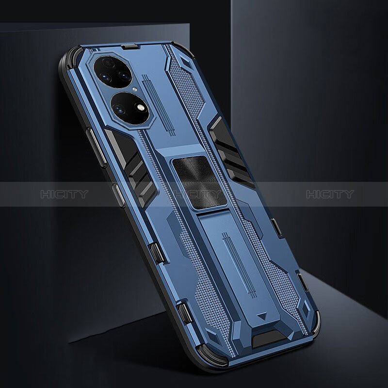 Funda Bumper Silicona y Plastico Mate Carcasa con Magnetico Soporte KC3 para Huawei P50