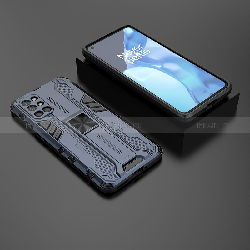 Funda Bumper Silicona y Plastico Mate Carcasa con Magnetico Soporte KC3 para OnePlus 9R 5G