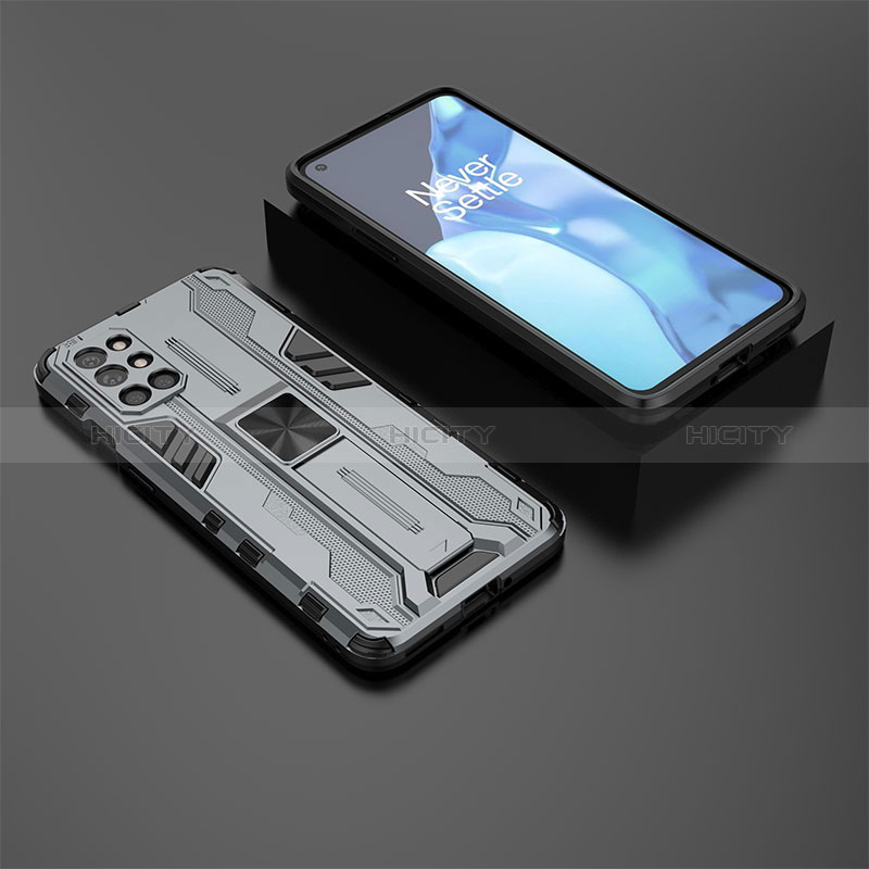 Funda Bumper Silicona y Plastico Mate Carcasa con Magnetico Soporte KC3 para OnePlus 9R 5G