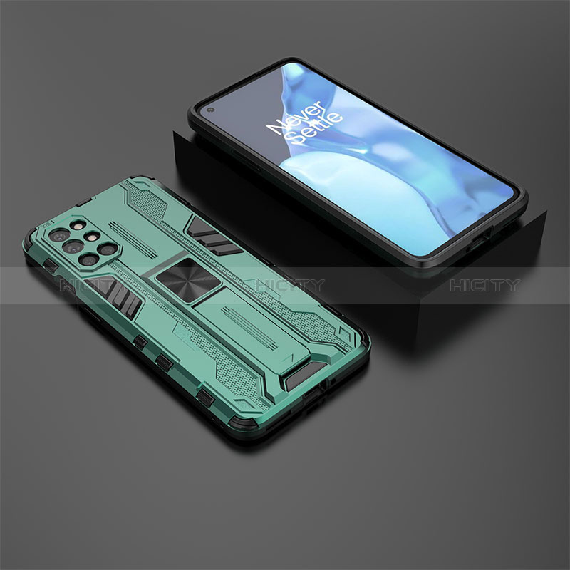 Funda Bumper Silicona y Plastico Mate Carcasa con Magnetico Soporte KC3 para OnePlus 9R 5G