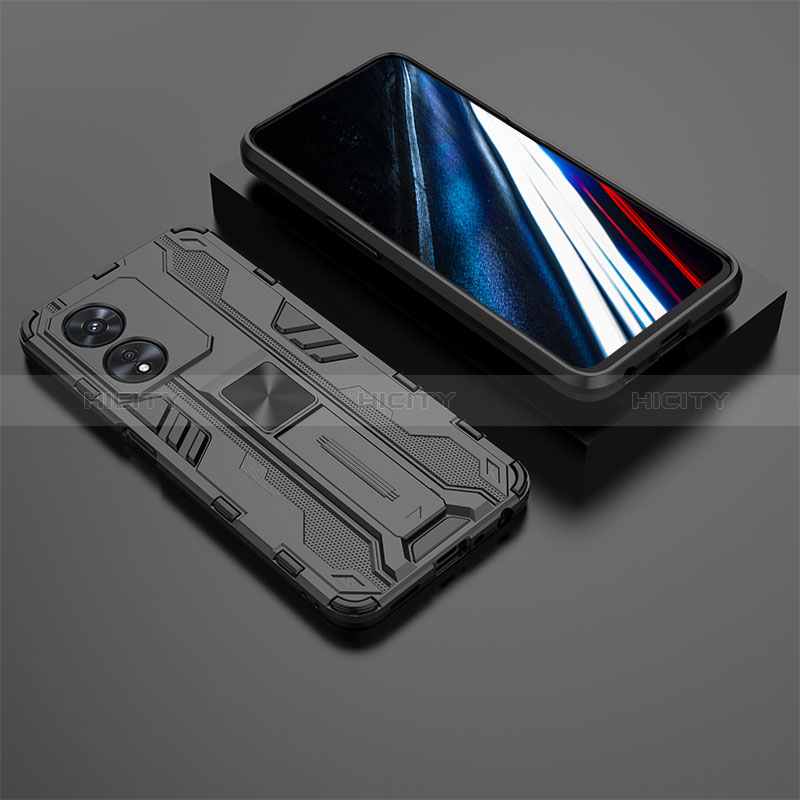 Funda Bumper Silicona y Plastico Mate Carcasa con Magnetico Soporte KC3 para Oppo A78 4G