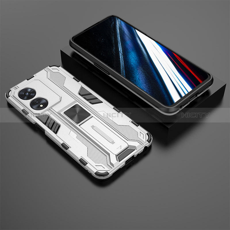 Funda Bumper Silicona y Plastico Mate Carcasa con Magnetico Soporte KC3 para Oppo A78 4G