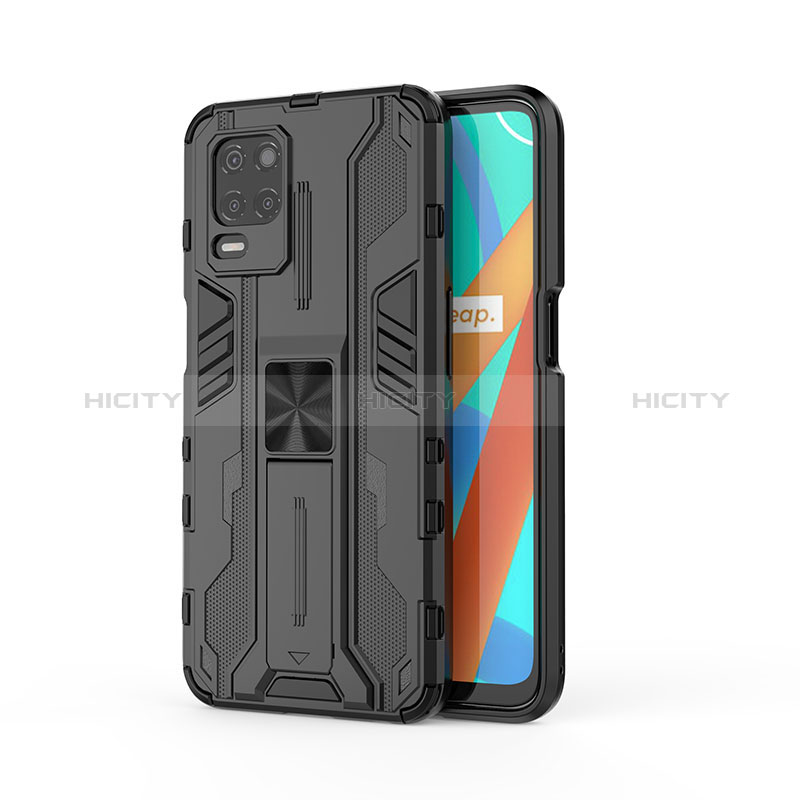 Funda Bumper Silicona y Plastico Mate Carcasa con Magnetico Soporte KC3 para Realme 8s 5G