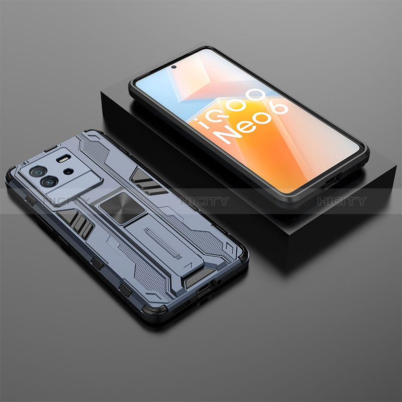 Funda Bumper Silicona y Plastico Mate Carcasa con Magnetico Soporte KC3 para Vivo iQOO Neo6 SE 5G