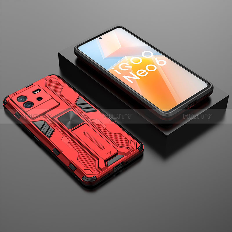 Funda Bumper Silicona y Plastico Mate Carcasa con Magnetico Soporte KC3 para Vivo iQOO Neo6 SE 5G