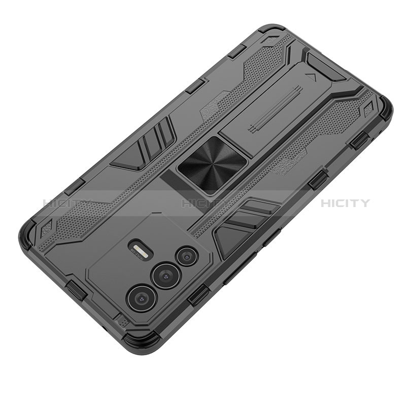 Funda Bumper Silicona y Plastico Mate Carcasa con Magnetico Soporte KC3 para Vivo V23 Pro 5G